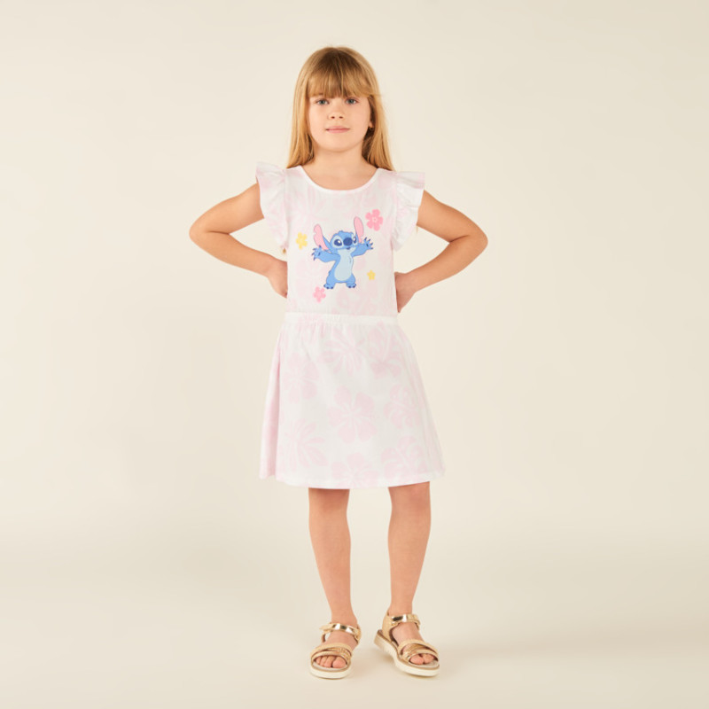 Robe manches courtes volantées Stitch Disney fille