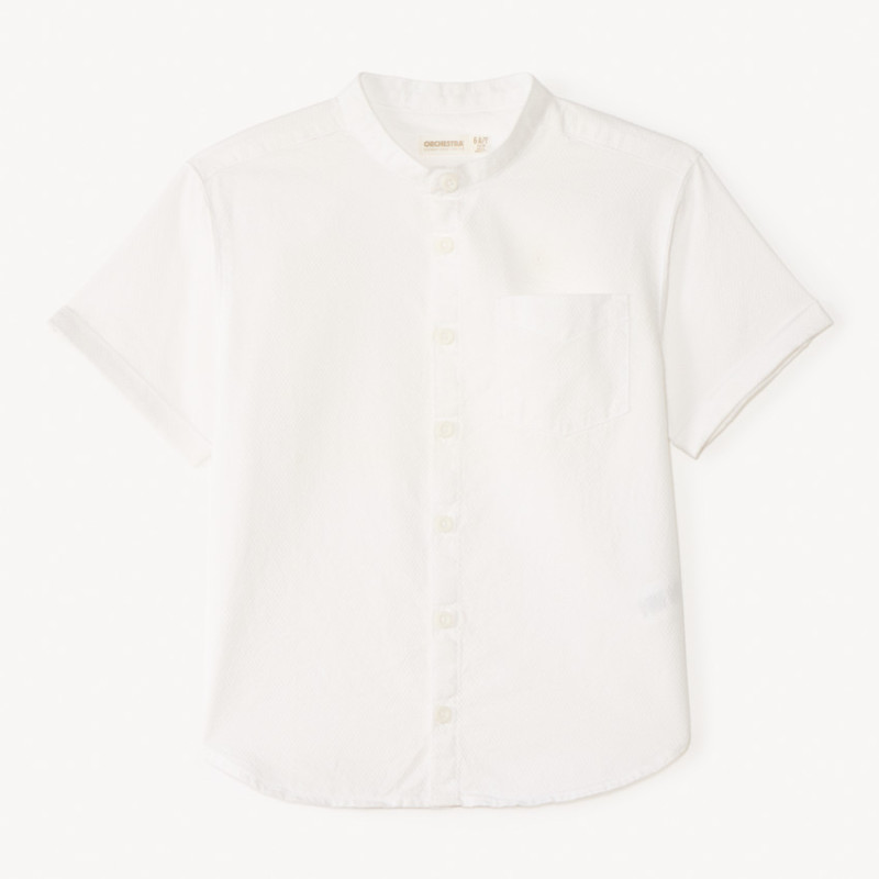 Chemise manches courtes col mao en façonné pour bébé garçon