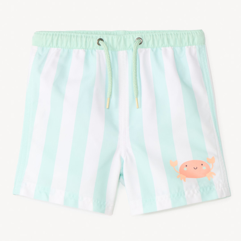 Short de bain à rayures motifs crabe pour bébé garçon