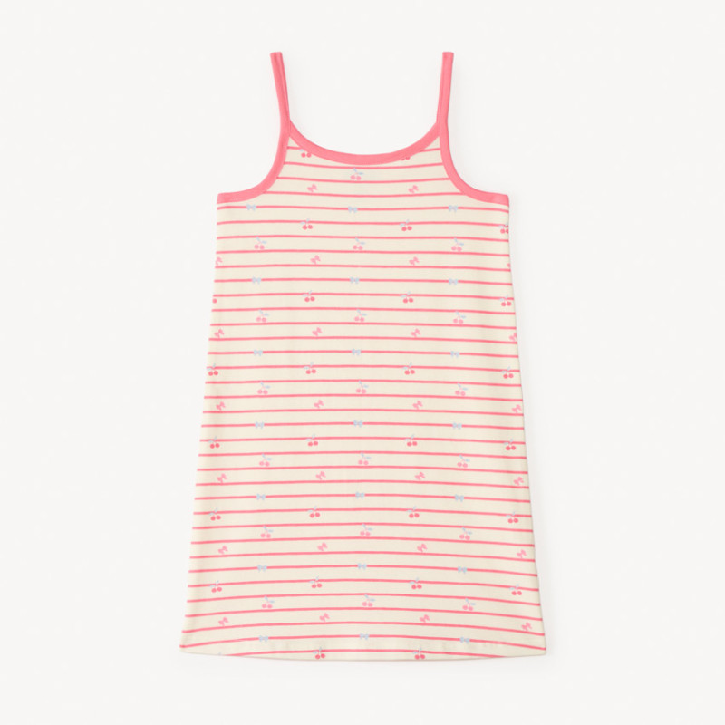 Chemise de nuit à bretelles style marinière imprimé cerises 