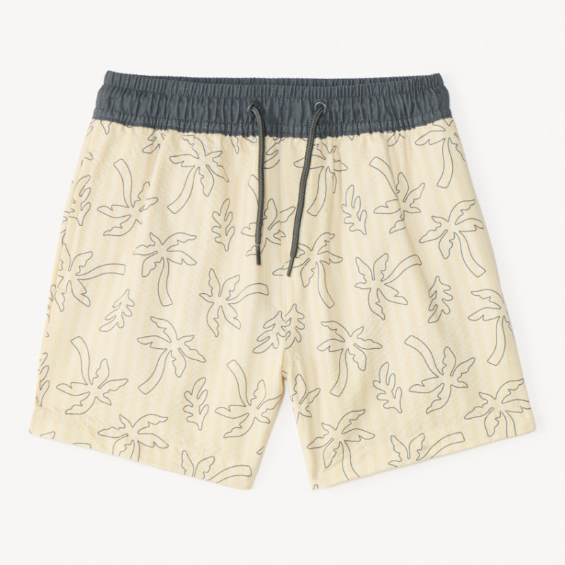 Short de bain à rayures avec imprimé palmier garçon