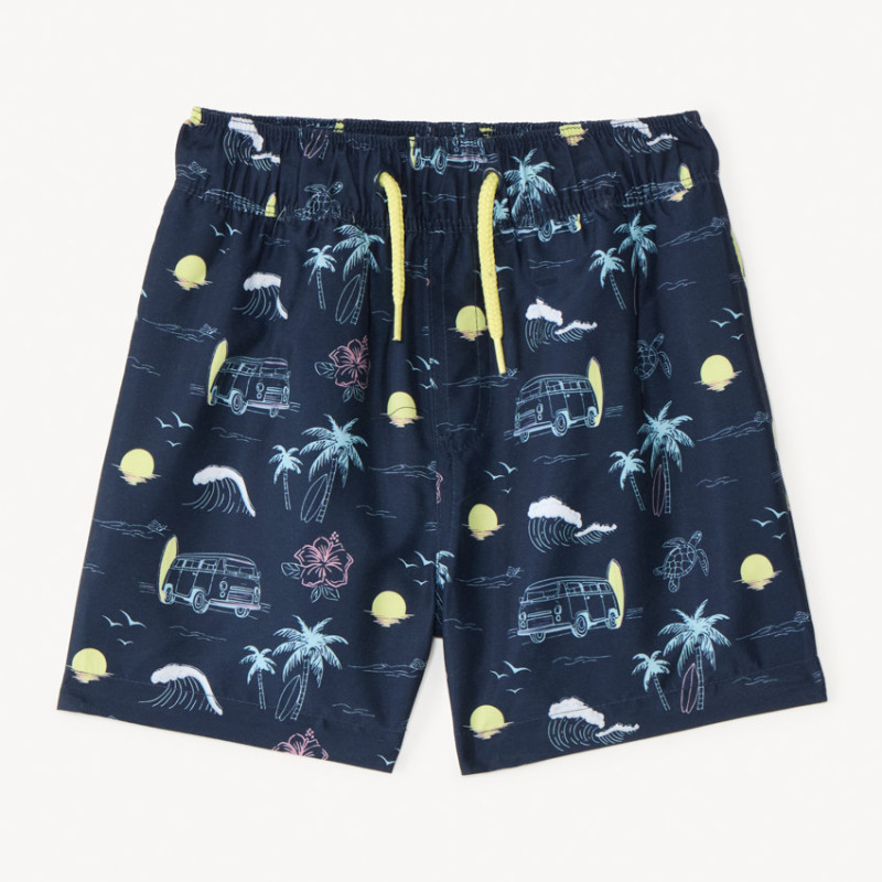 Short de bain en toile imprimée fantaisie garçon