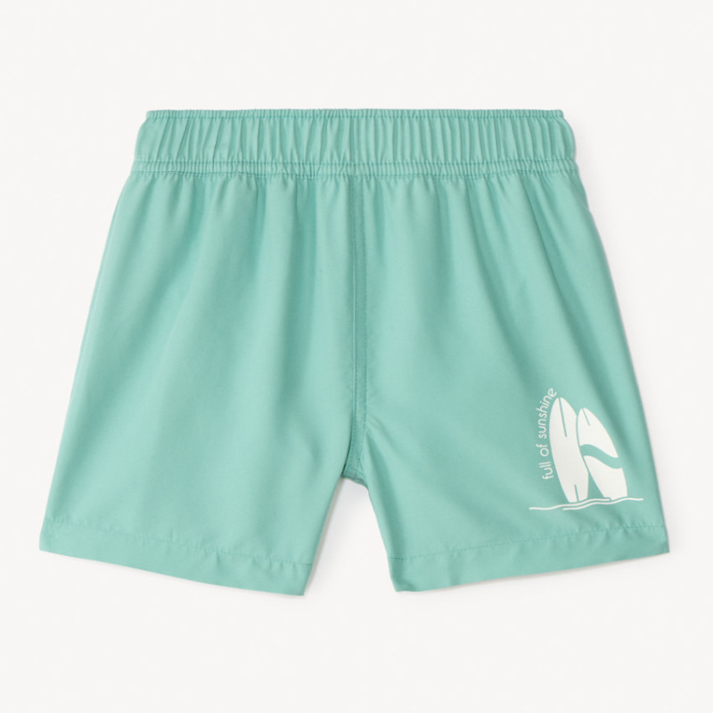 Short de bain uni print surf garçon
