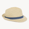 Chapeau trilby en paille avec galon garçon