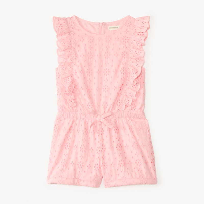 Combishort en broderie anglaise avec volants fille