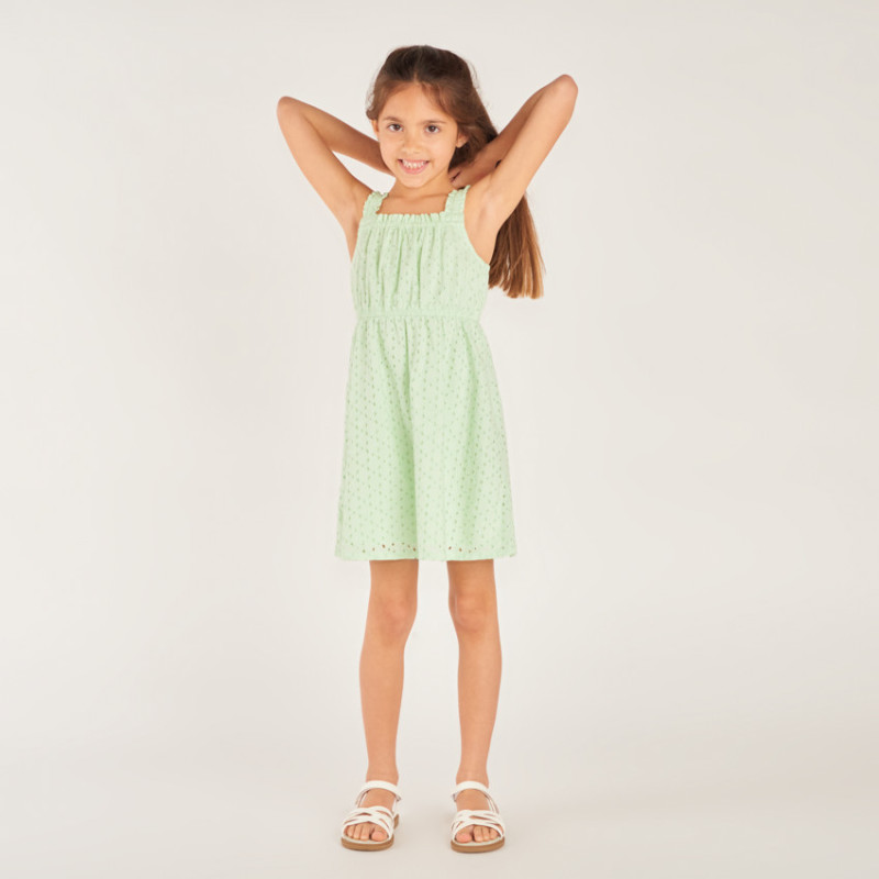 Robe à bretelles en broderie anglaise fille