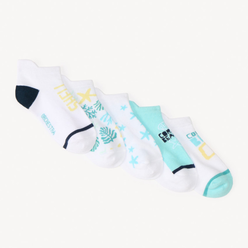 Lot de 5 chaussettes courtes motifs mer fantaisie garçon