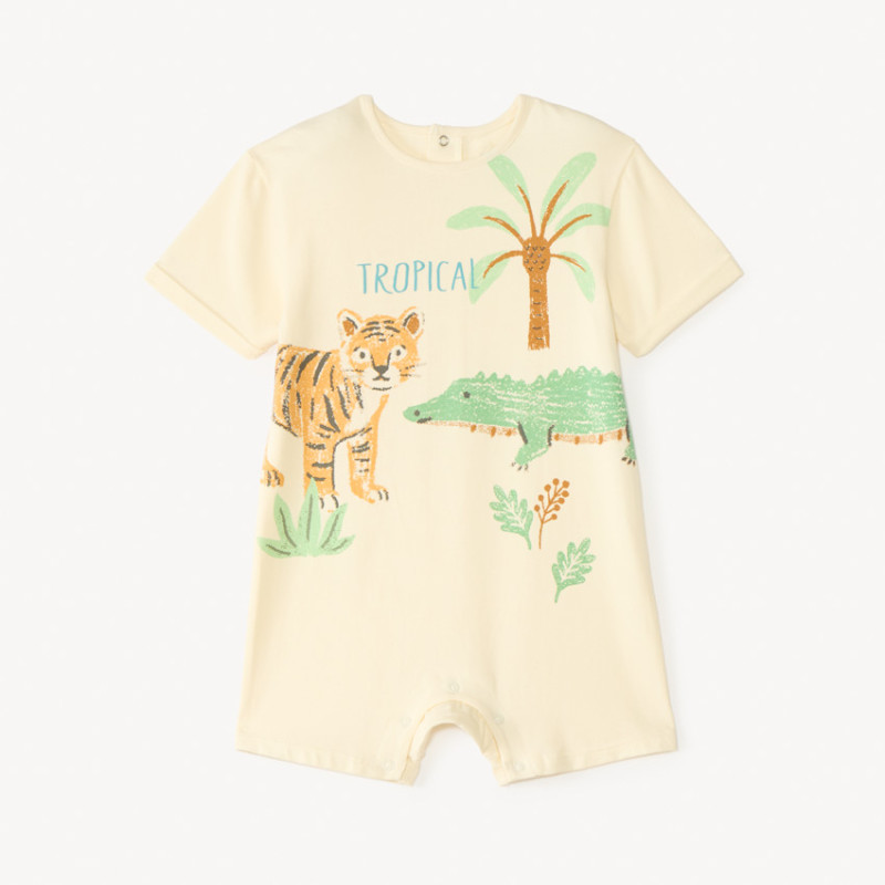 Combinaison courte unie print croco et tigre pour bébé garço