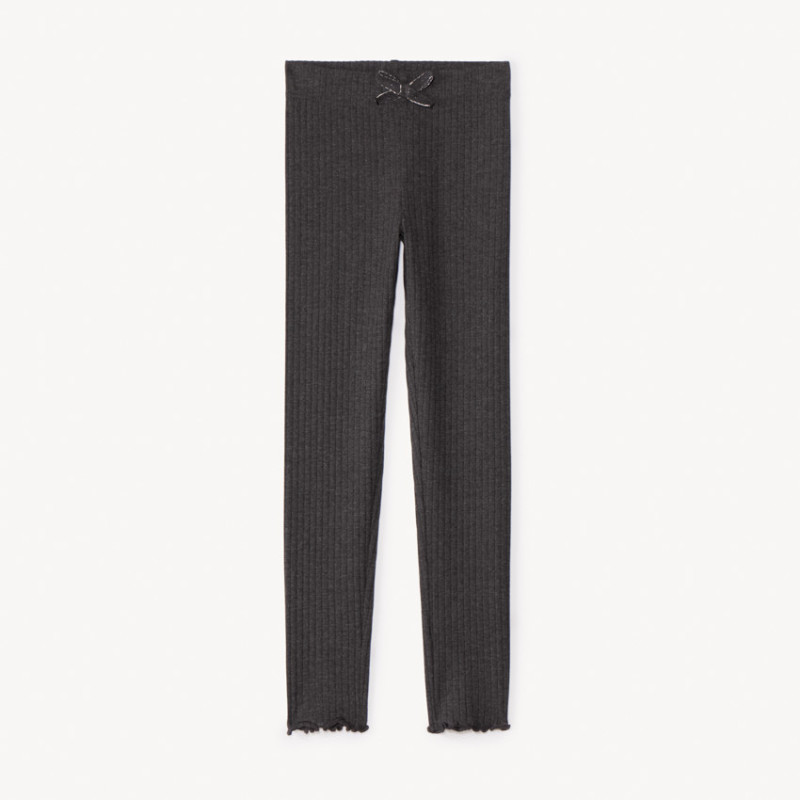 Legging côtelé uni à nœud fille