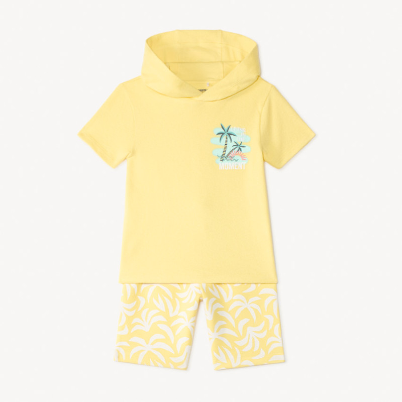 Ensemble 2 pièces t-shirt à capuche + short imprimé fantaisi