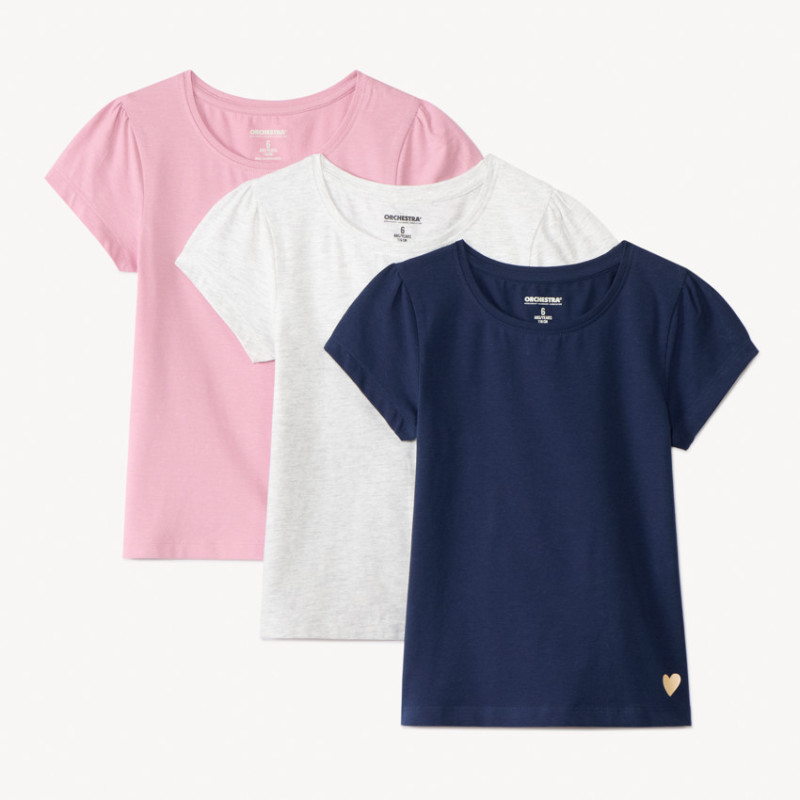 Lot 3 t-shirts manches courtes fille