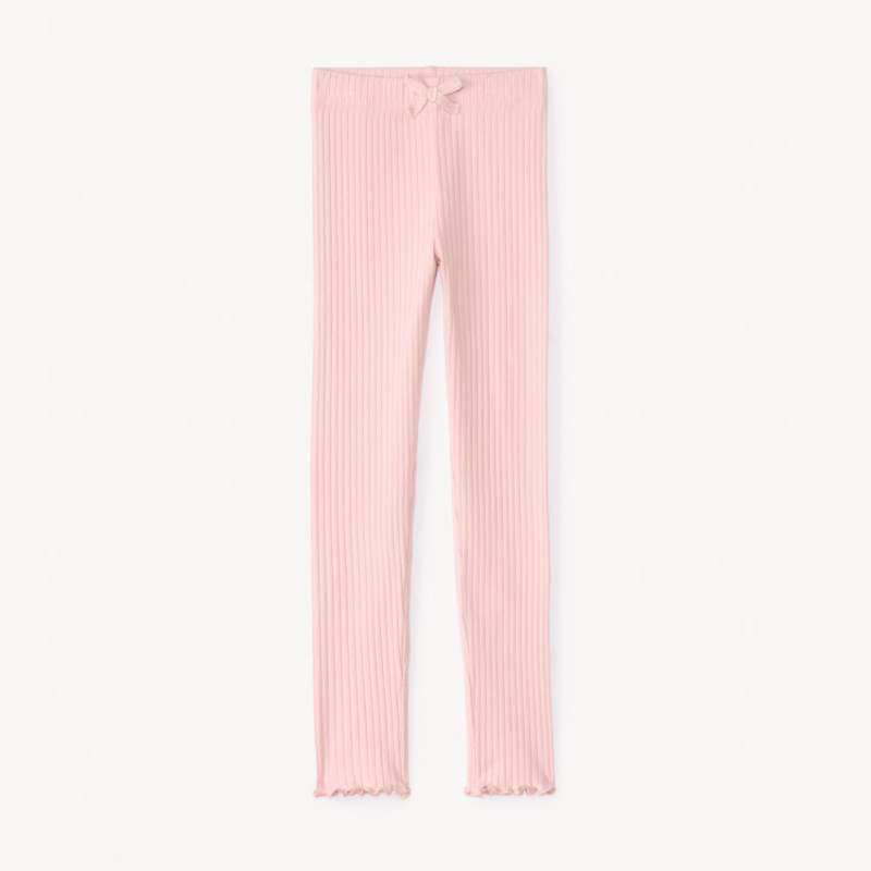 Legging côtelé uni à nœud fille
