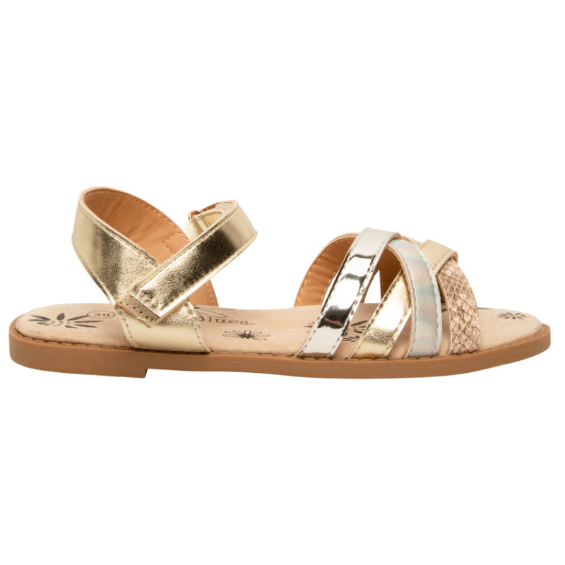 Sandales dorées avec brides brillantes et texturées fille