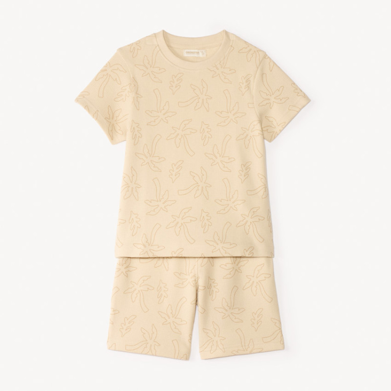 Ensemble 2 pièces t-shirt + short en nid d’abeille imprimé p
