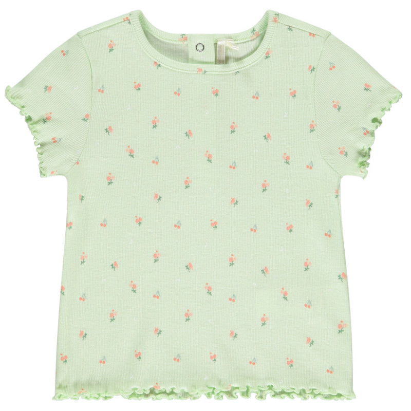 T-shirt manches courtes côtelé imprimé fleurs pour bébé fill