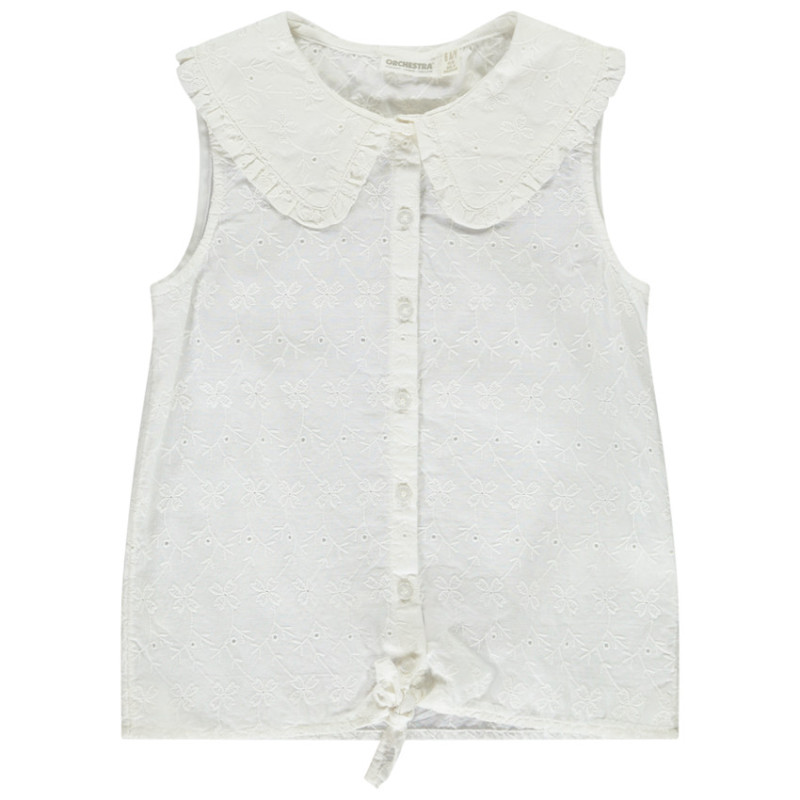 Chemisier en broderie anglaise col claudine fille