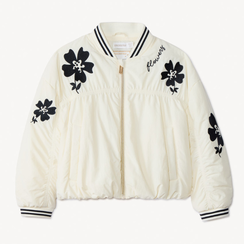 Bombers en toile effet froissé à fleurs fille