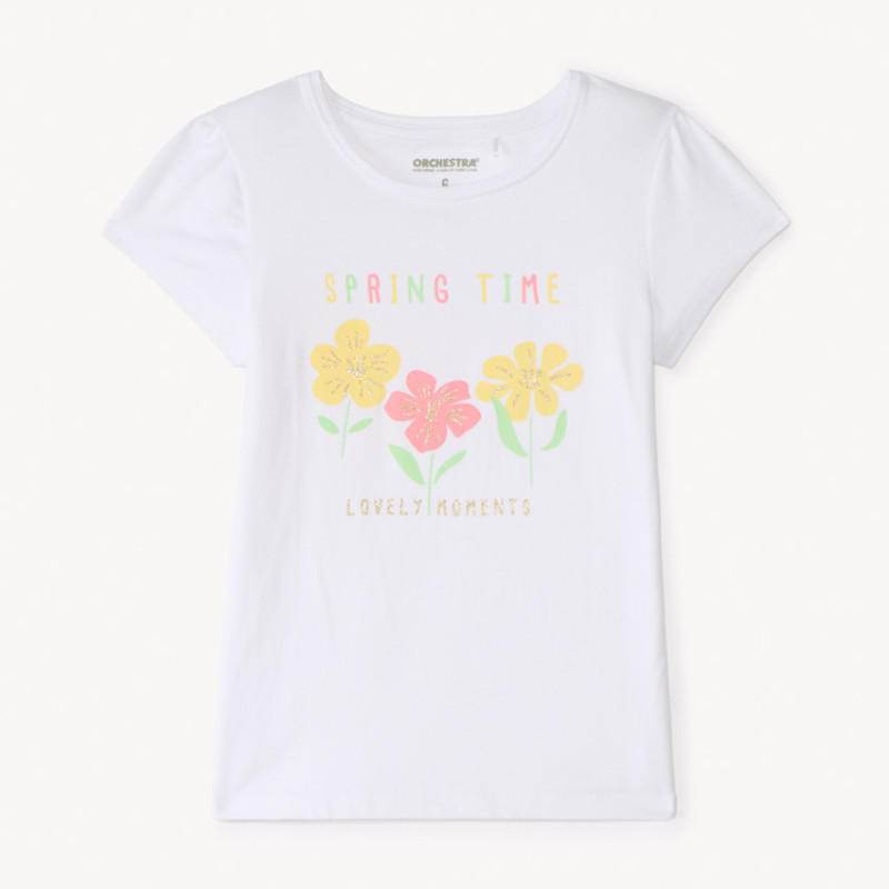 T-shirt manches courtes print fantaisie pailletées fille