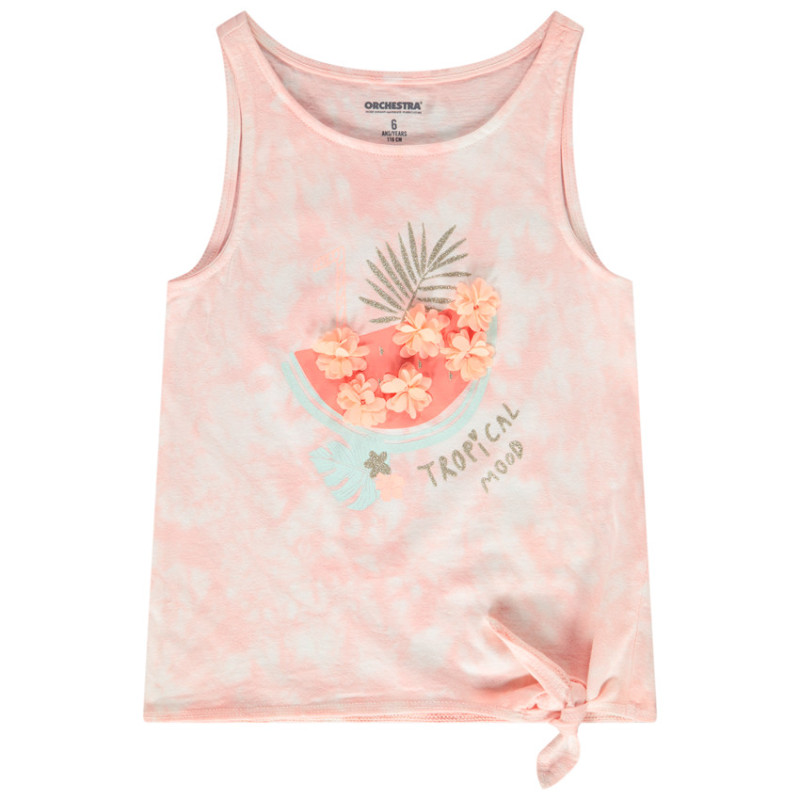 Débardeur effet tie & dye avec fleurs en 3D fille