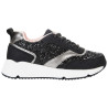 Baskets basses en lurex pailletés noir avec lacets fille
