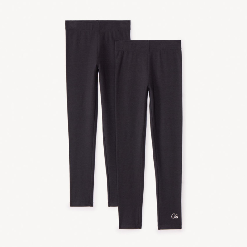 Lot de 2 leggings en jersey uni fille