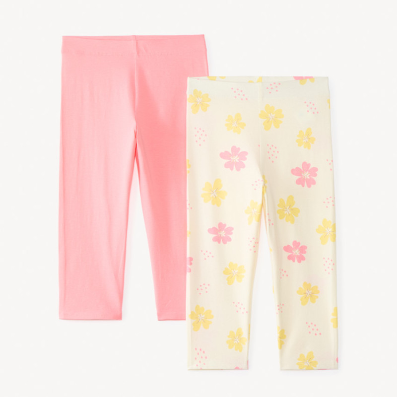 Lot de 2 leggings en jersey uni et motifs fantaisie fille