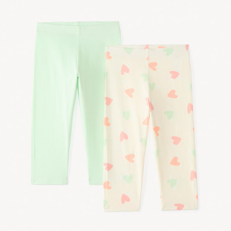 Lot de 2 leggings en jersey uni et motifs fantaisie fille