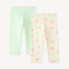 Lot de 2 leggings en jersey uni et motifs fantaisie fille