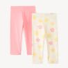 Lot de 2 leggings en jersey uni et motifs fantaisie fille