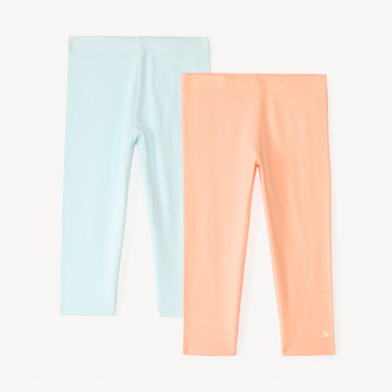 Lot de 2 leggings courts unis print logo fille