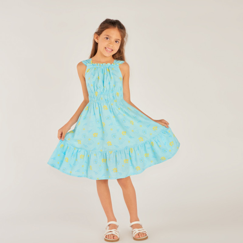 Robe à bretelles en toile imprimé fantaisie coquillages fill