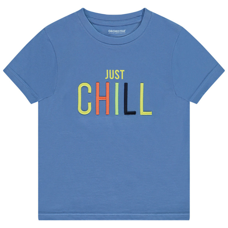 T-shirt manches courtes uni avec print et écriture brodée ga