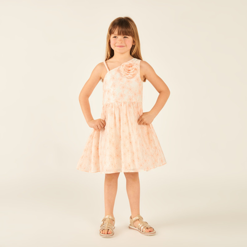 Robe bustier asymétrique avec fleurs brodées fille