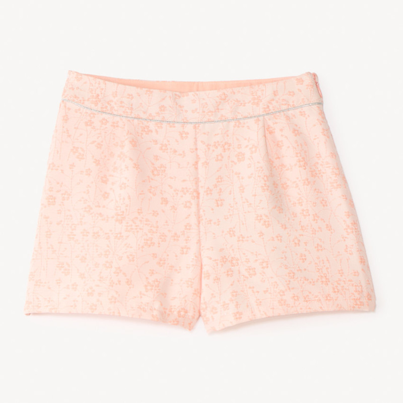 Short en jacquard motifs fleuris fille