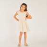 Robe manches courtes en toile à rayures avec dos en V fille