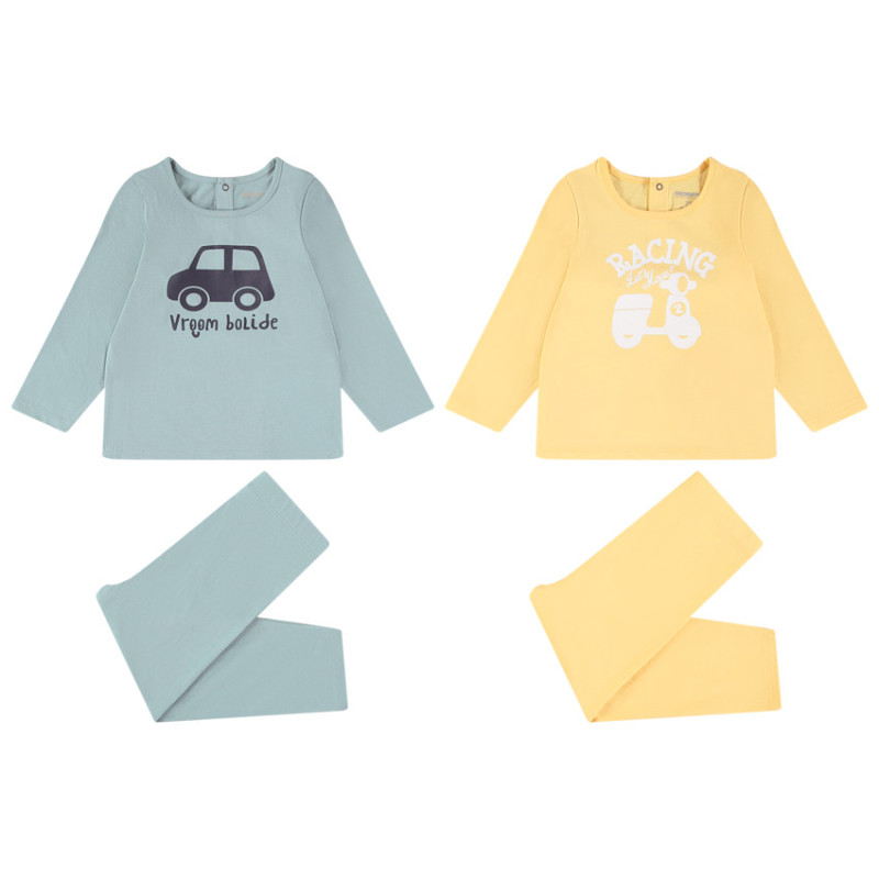 Lot de 2 pyjamas 2 pièces en jersey print véhicule pour bébé