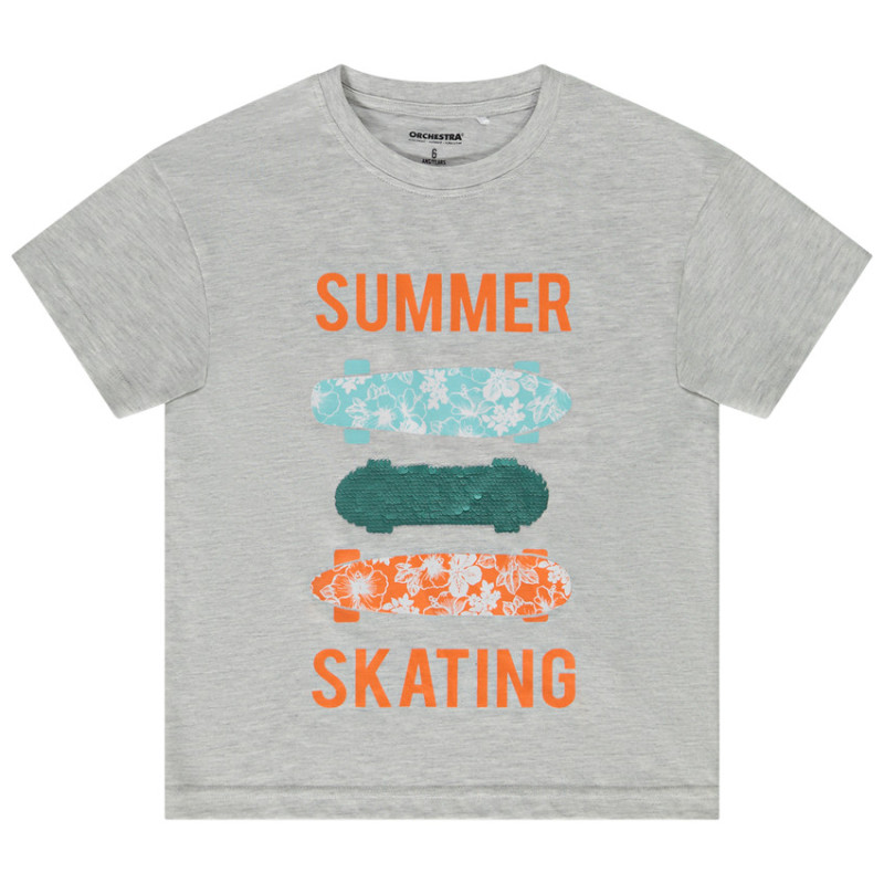 T-shirt manches courtes print et sequins magiques skate garç