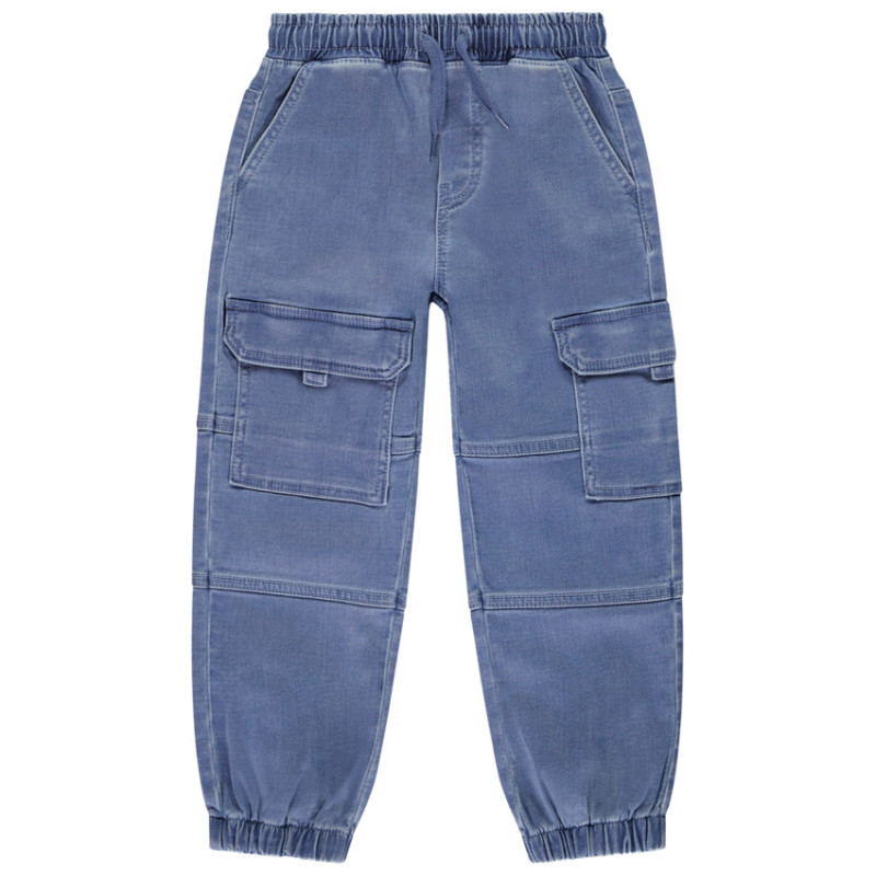 Jean uni à poches effet denim style cargo garçon