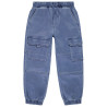 Jean uni à poches effet denim style cargo garçon