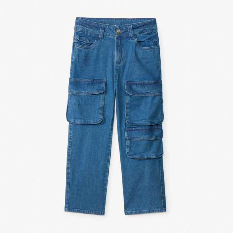 Jean large en denim avec poches style cargo garçon