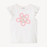 T-shirt manches courtes à fleur brodée et ajourée fille