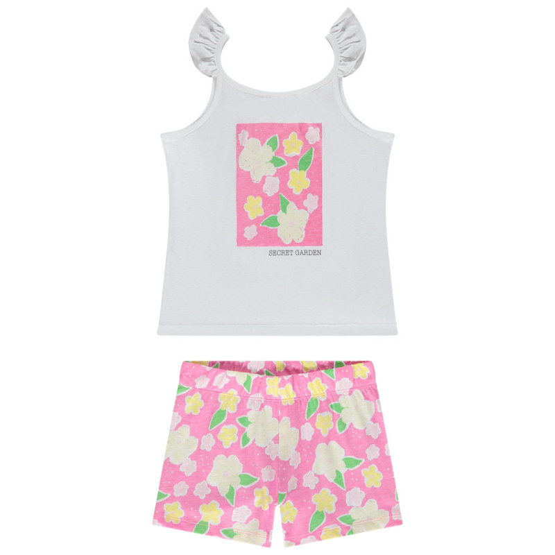 Pyjama 2 pièces en jersey imprimé fleuri fille