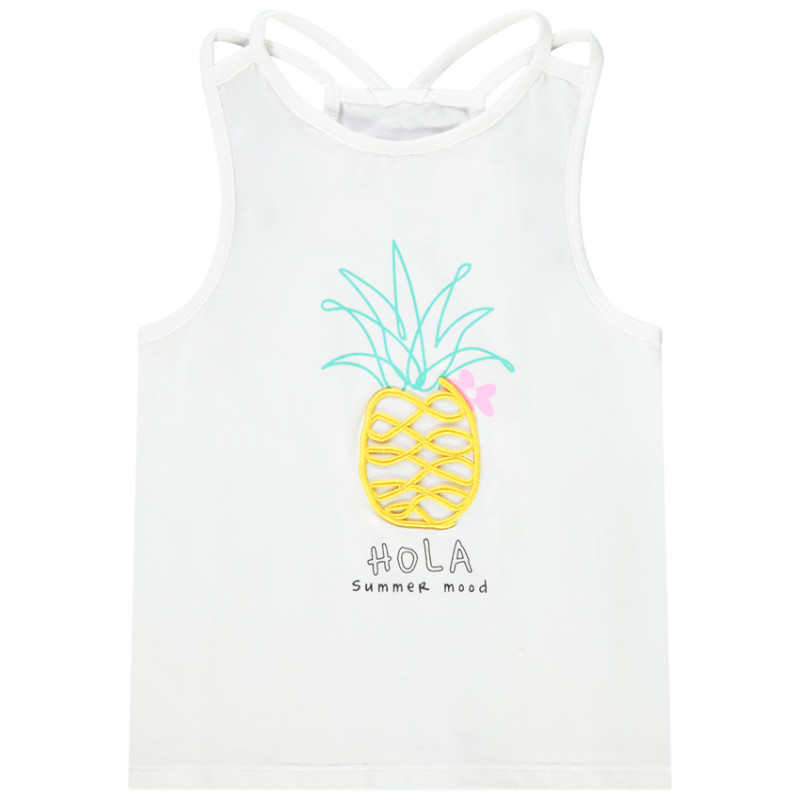 Débardeur en jersey avec print fantaisie et cording fille