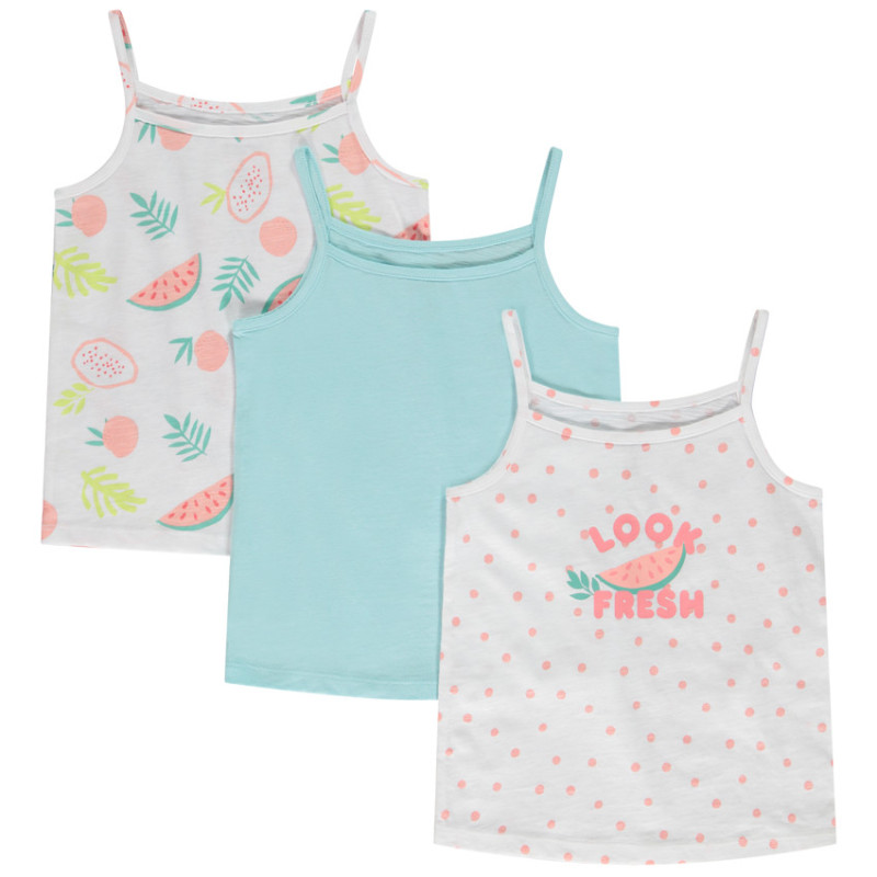 Lot de 3 débardeurs fantaisie en jersey slub fille