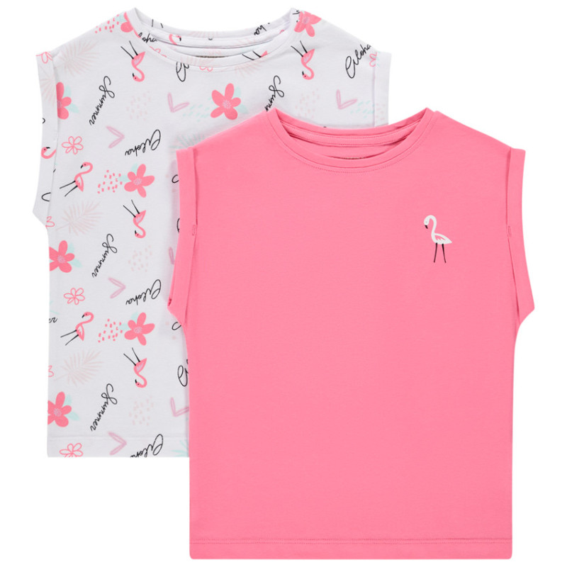 Lot de 2 t-shirts manches courtes forme boîte fille