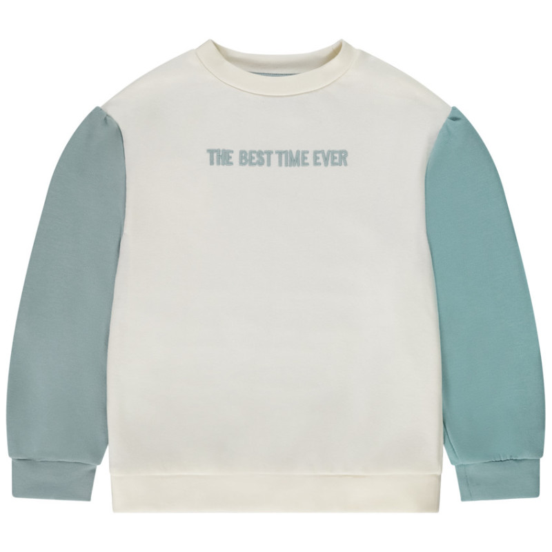 Sweat effet color block avec broderie fille