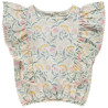 Top volanté en double gaze imprimé fleurs fille