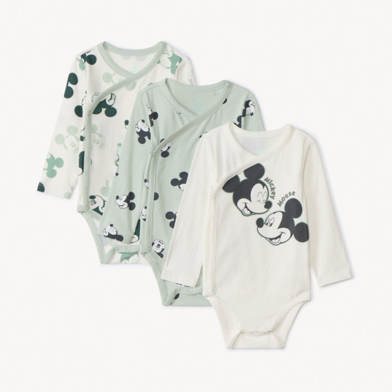 Lot de 3 bodies manches longues imprimé Mickey Disney pour b