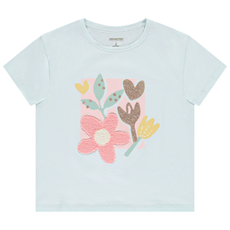 T-shirt manches courtes à broderie bouclette fille