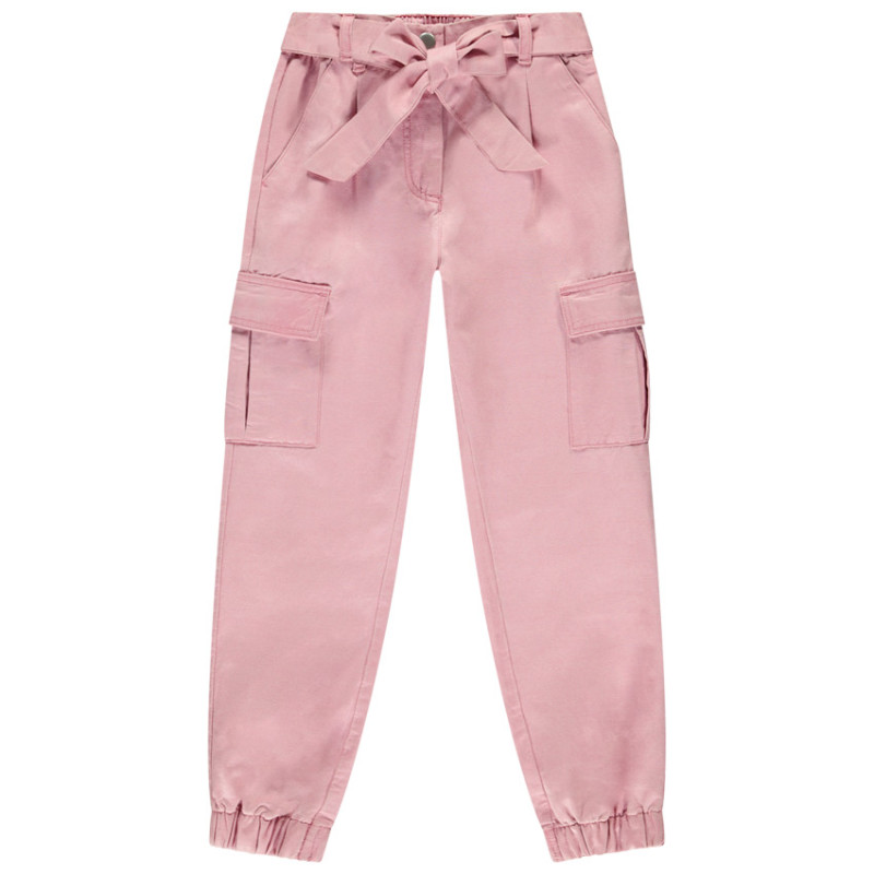 Pantalon cargo en twill uni avec ceinture fille